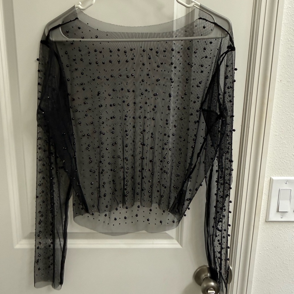 Elegant Black Sheer Beaded Top